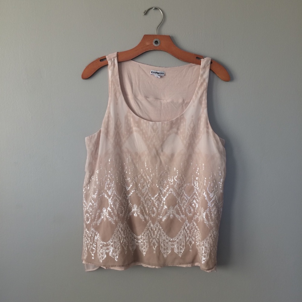 3/$15 ❄️ Pink Embellished Express Tank Sequin